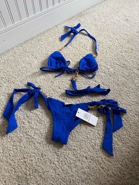 SHEIN Royal Blue Triangle Tie-Side Bikini Set
